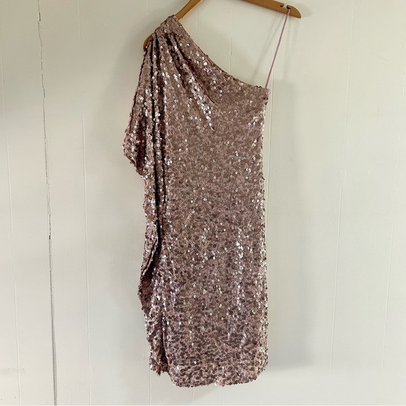 Badgley Mischka Starstruck One Shoulder Dress in Pink‎ sz 2 - Picture 5 of 5